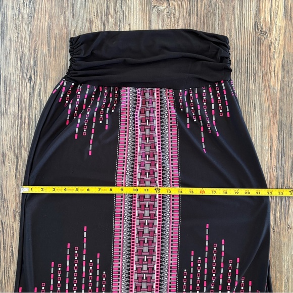 B Design Maxi Skirt Size XL Geometric Black Pink White Wide Waistband - Picture 5 of 11